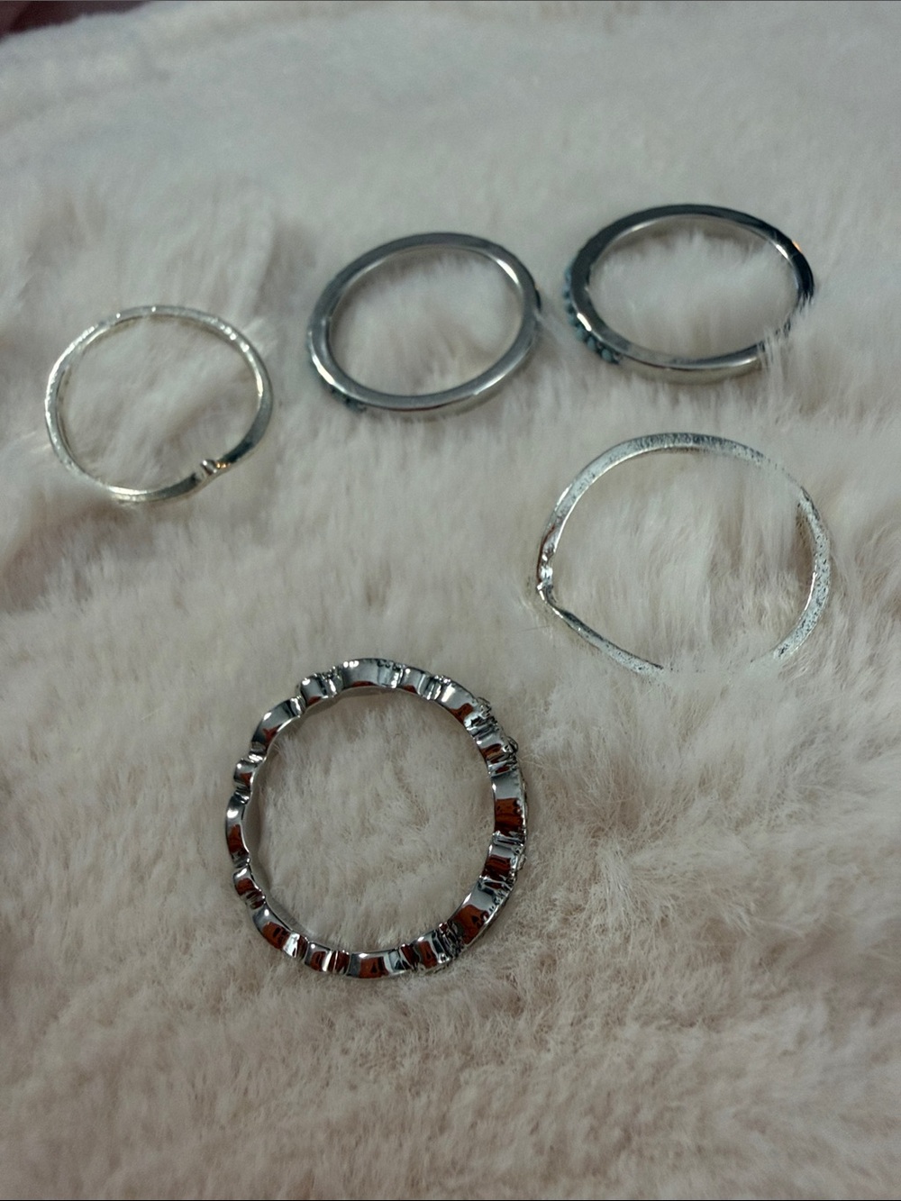Silver Tone Stackable Ring Set - 5 Pieces